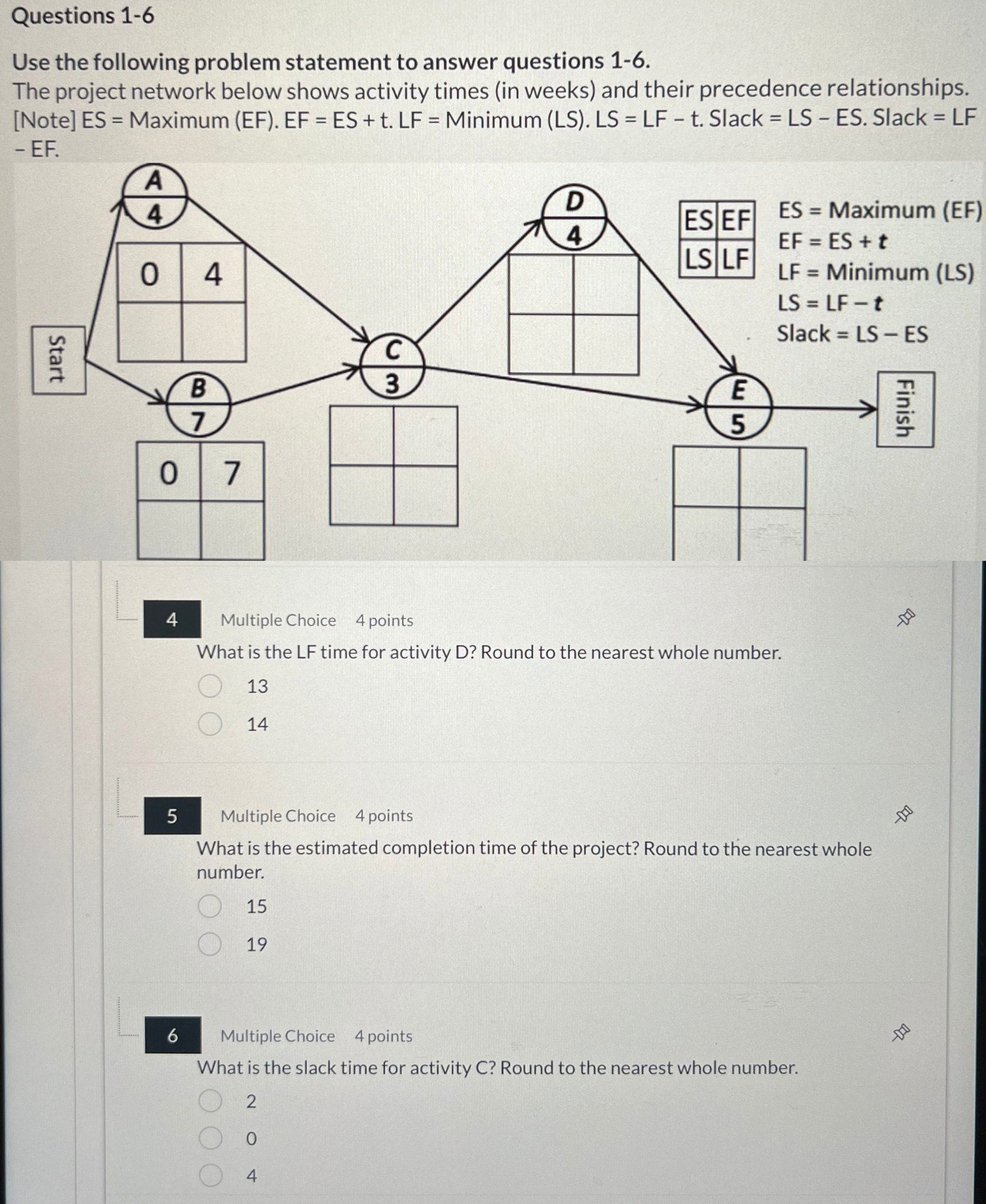  Questions 1-6 Use the following problem statement to answer questions 1-6.