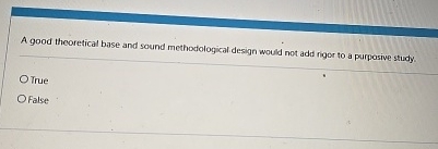  A good theoretical base and sound methodological design would not add