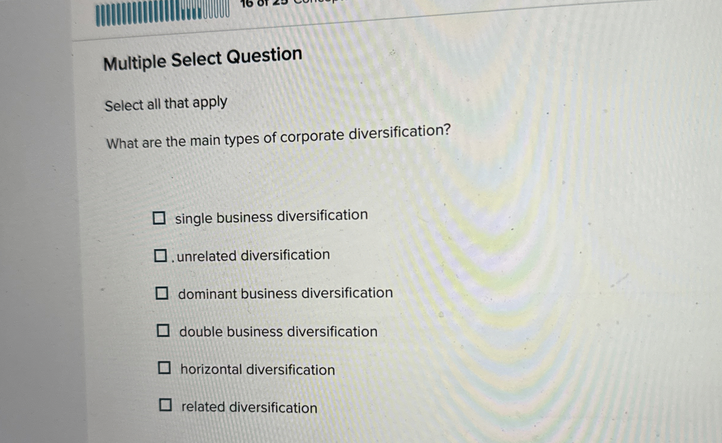  Multiple Select Question Select all that apply What are the main