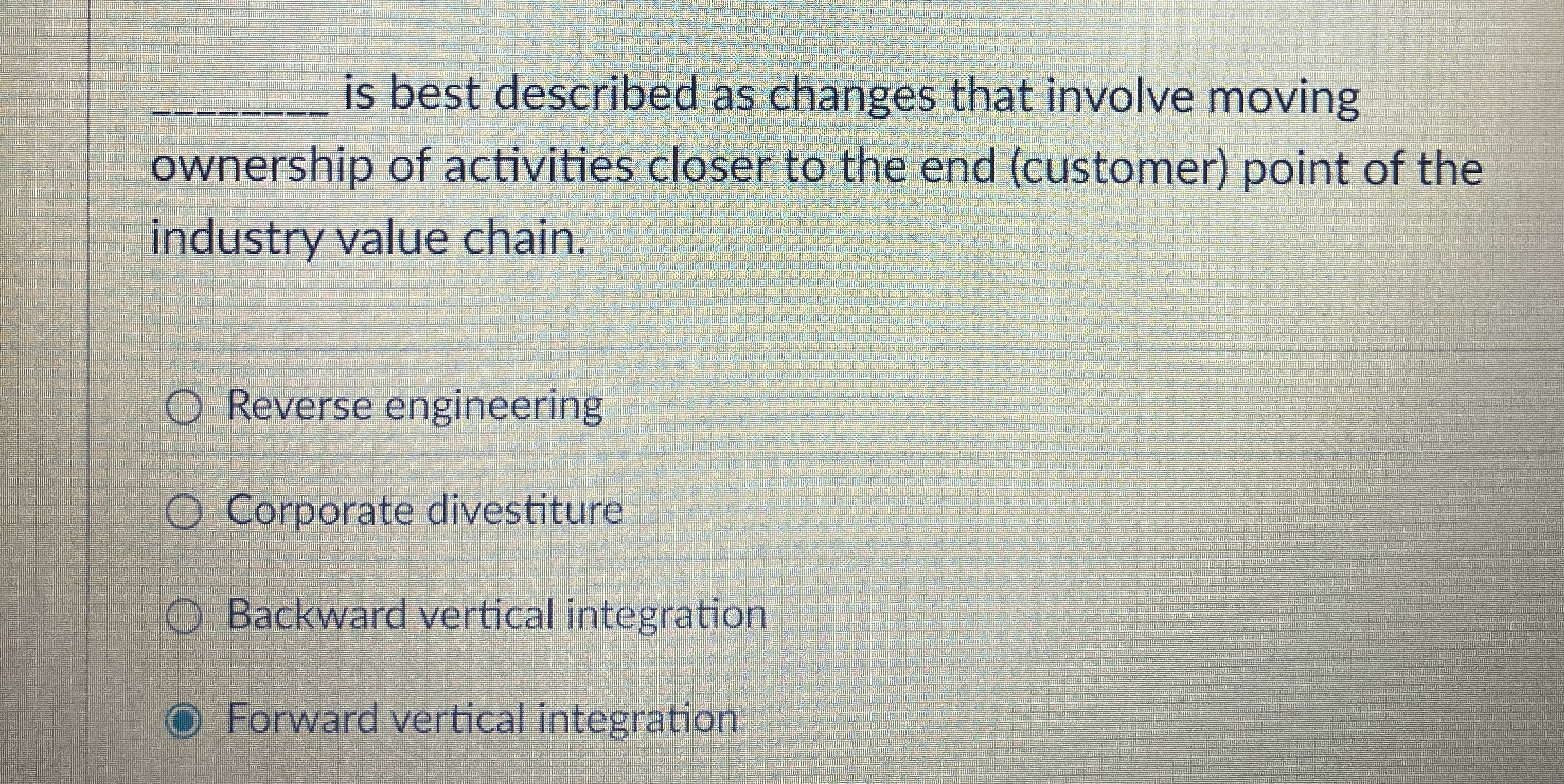  q, is best described as changes that involve moving ownership of