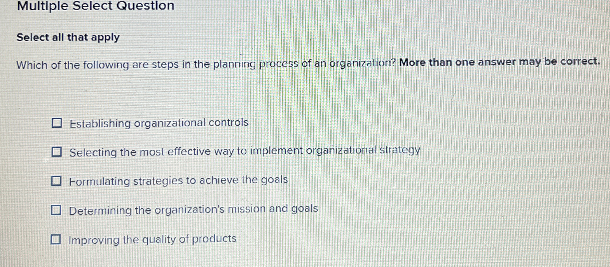  Multiple Select Question Select all that apply Which of the following