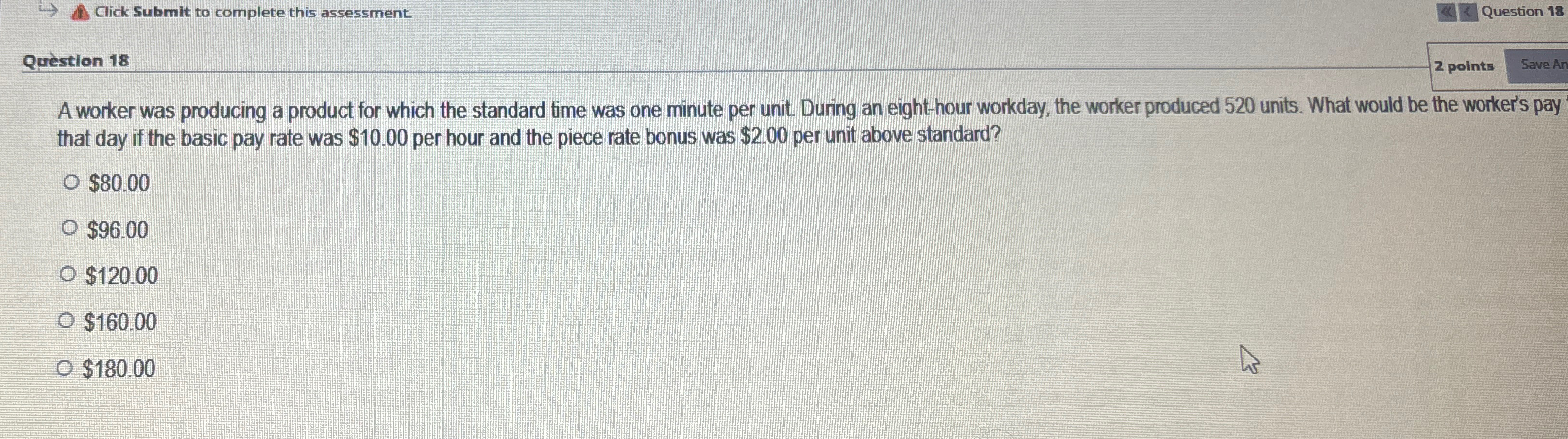  Click Submit to complete this assessment Question 18 Question 18 2