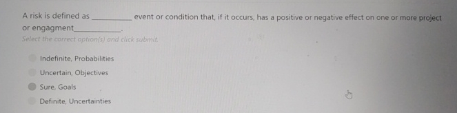  A risk is defined as event or condition that, if it