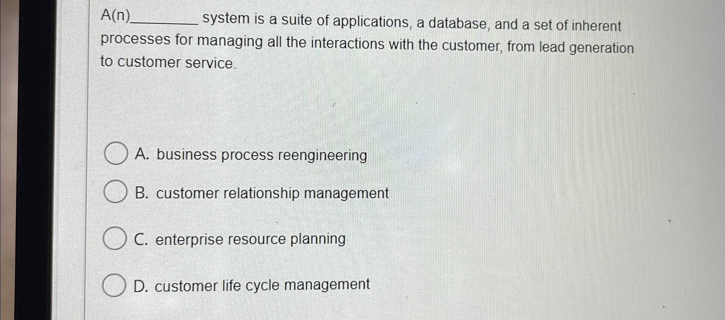  A(n)q, system is a suite of applications, a database, and a
