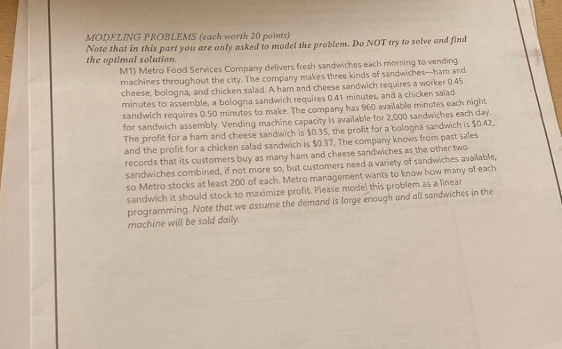  MODFLING PROBLEMS (each worth 20 points) Note that in this part