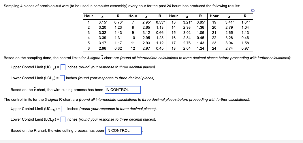  Sampling 4 pieces of precision-cut wire (tobe used in computer assembly)