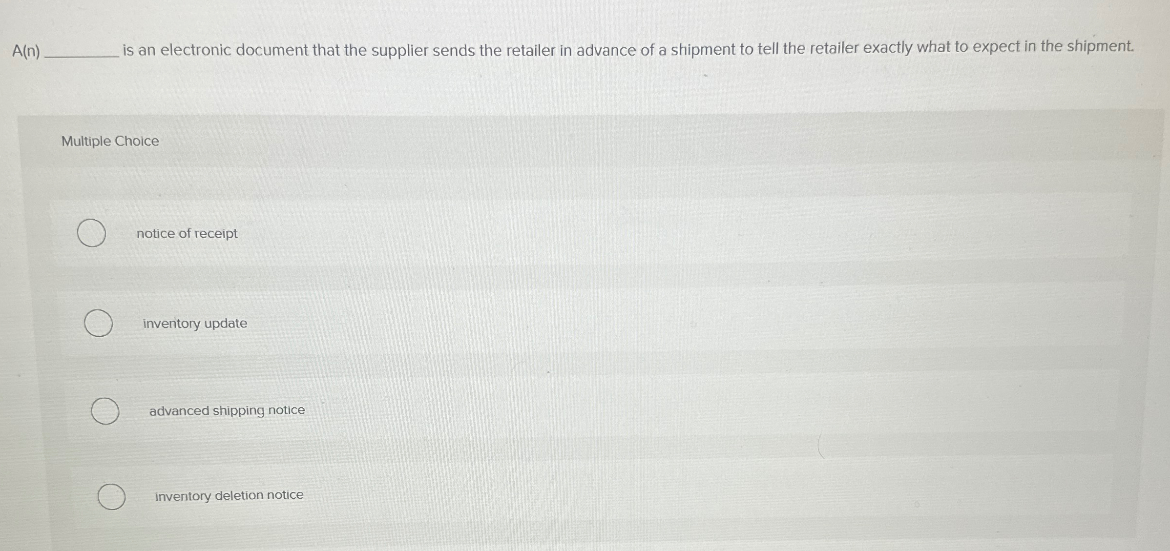  A(n) is an electronic document that the supplier sends the retailer