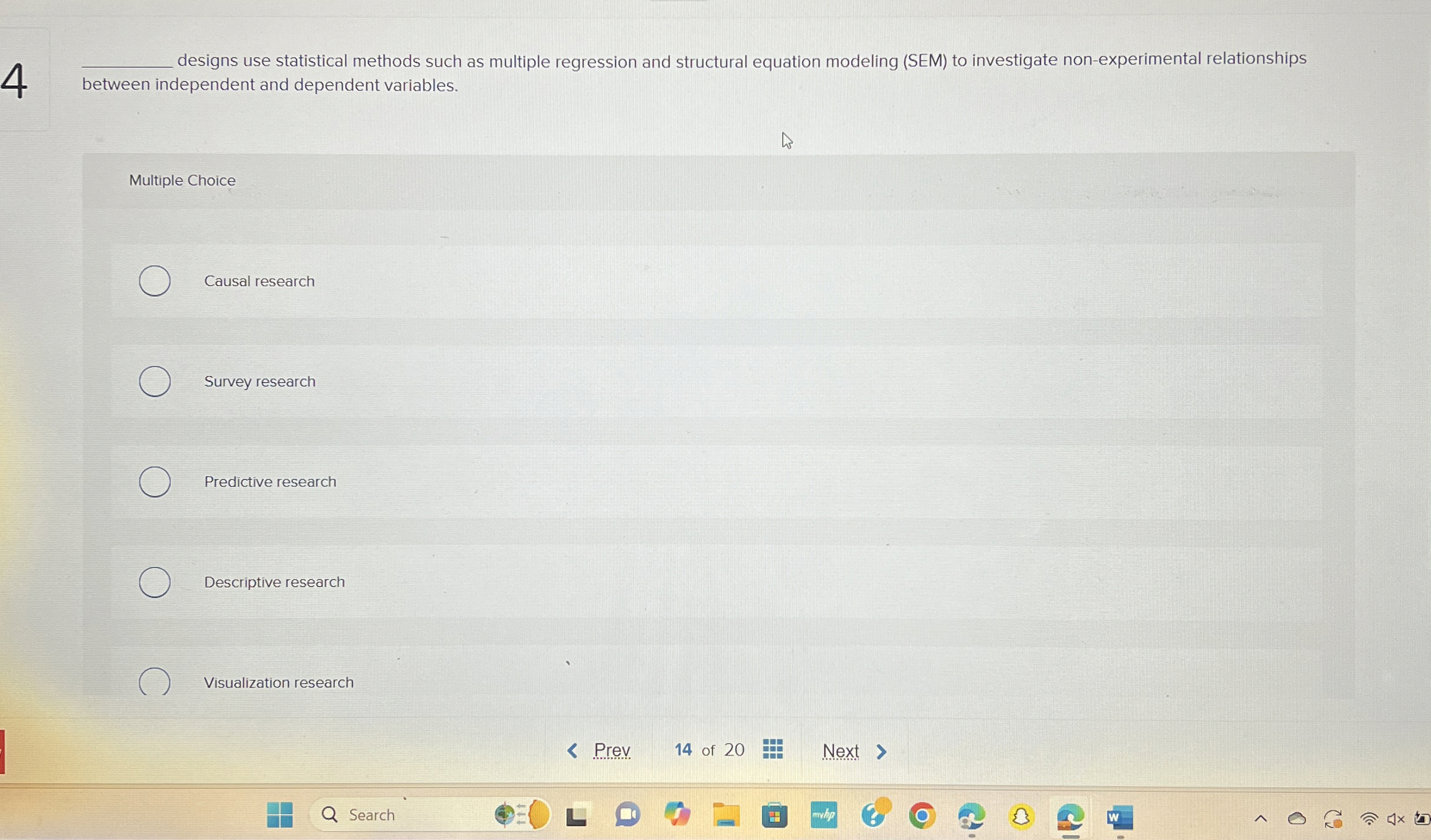  designs use statistical methods such as multiple regression and structural equation