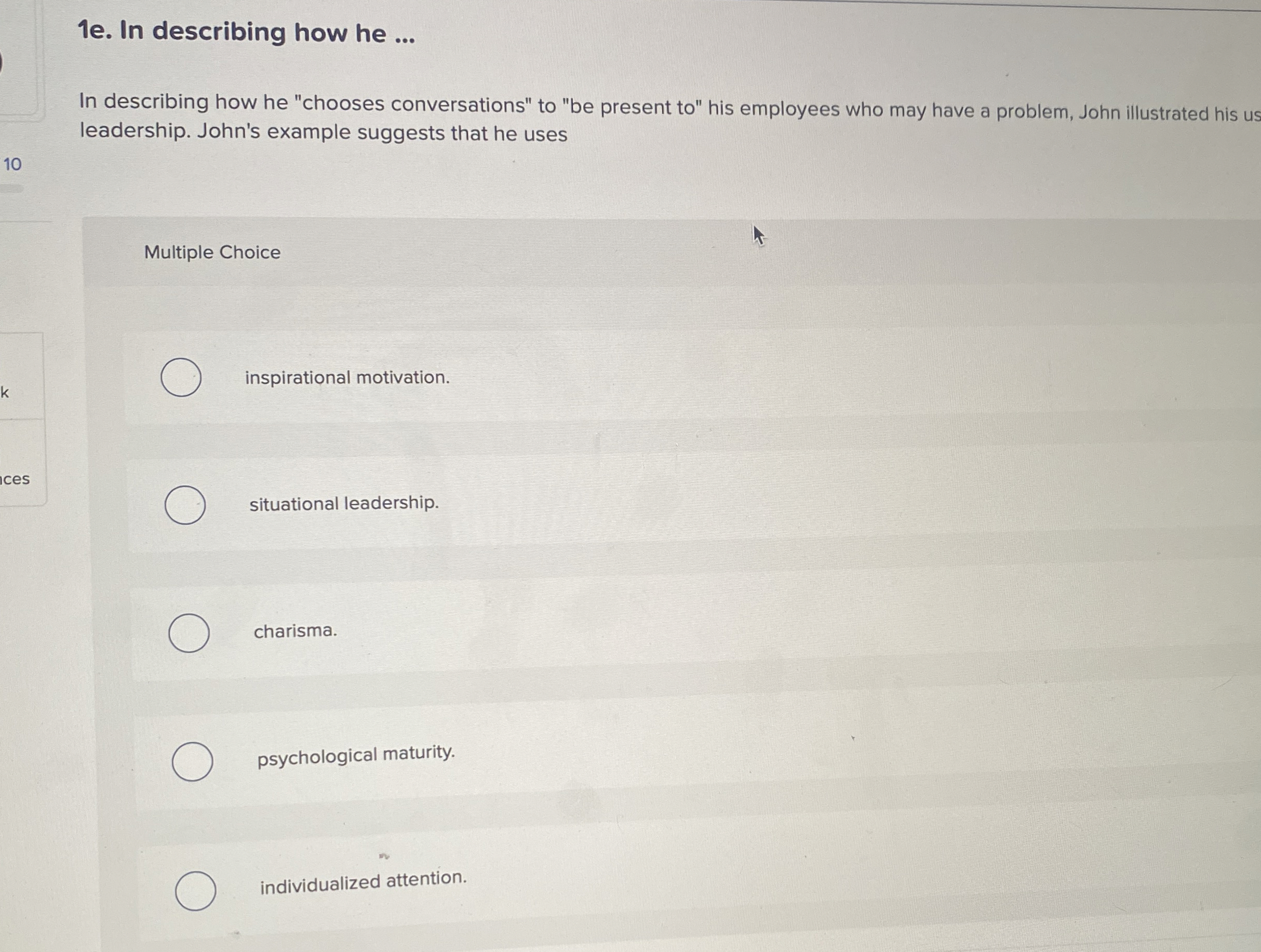  1e. In describing how he ... In describing how he "chooses