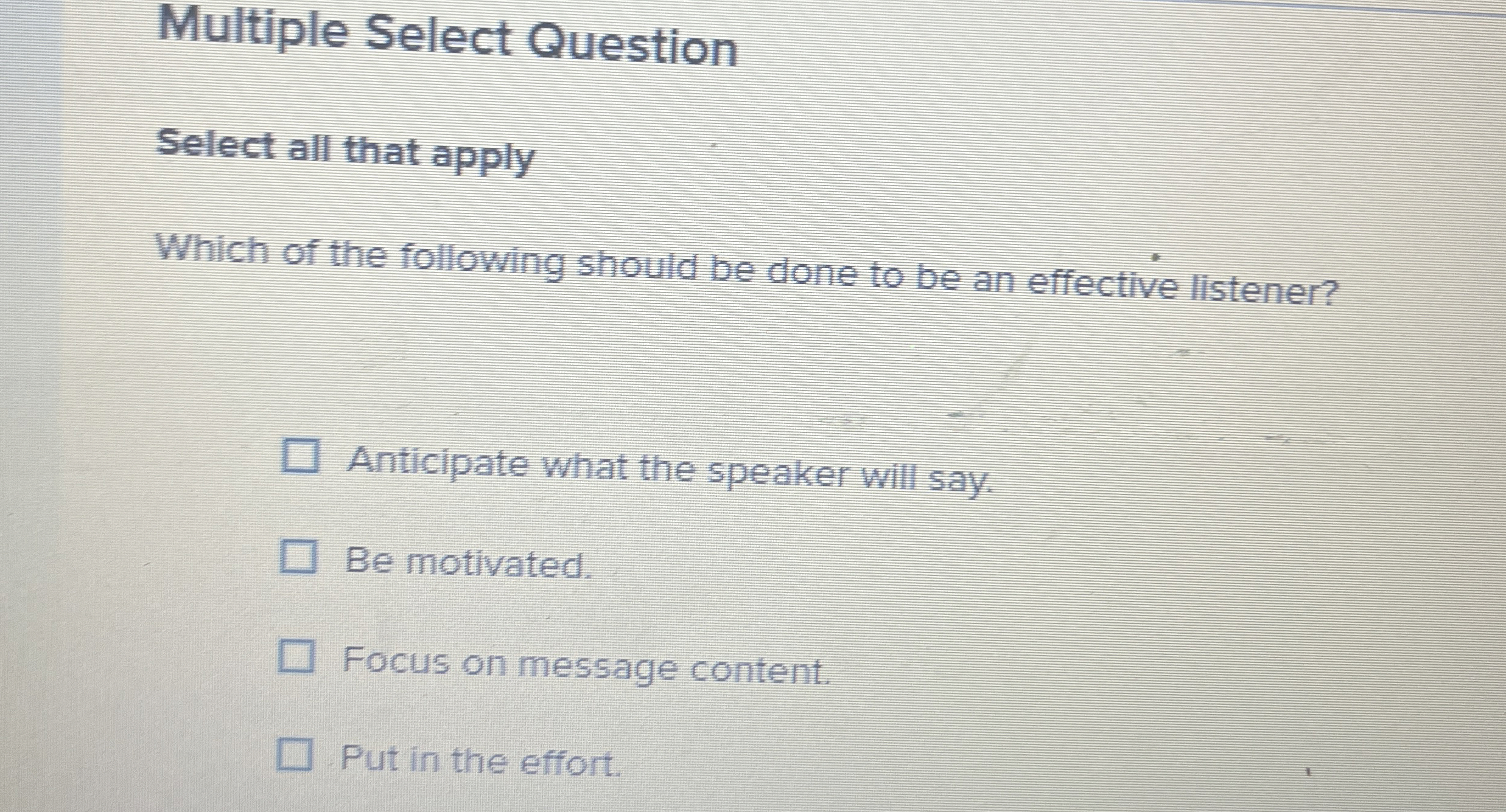  Multiple Select Question Select all that apply Which of the following