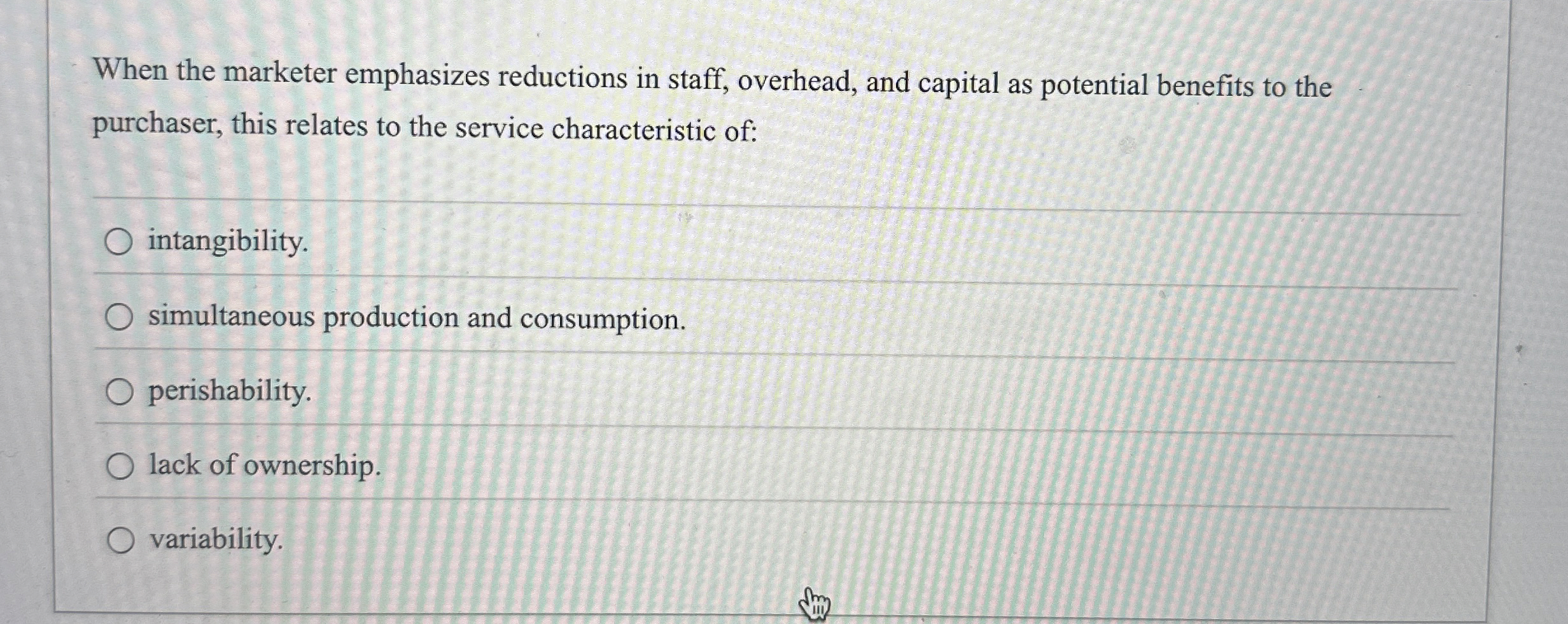  When the marketer emphasizes reductions in staff, overhead, and capital as