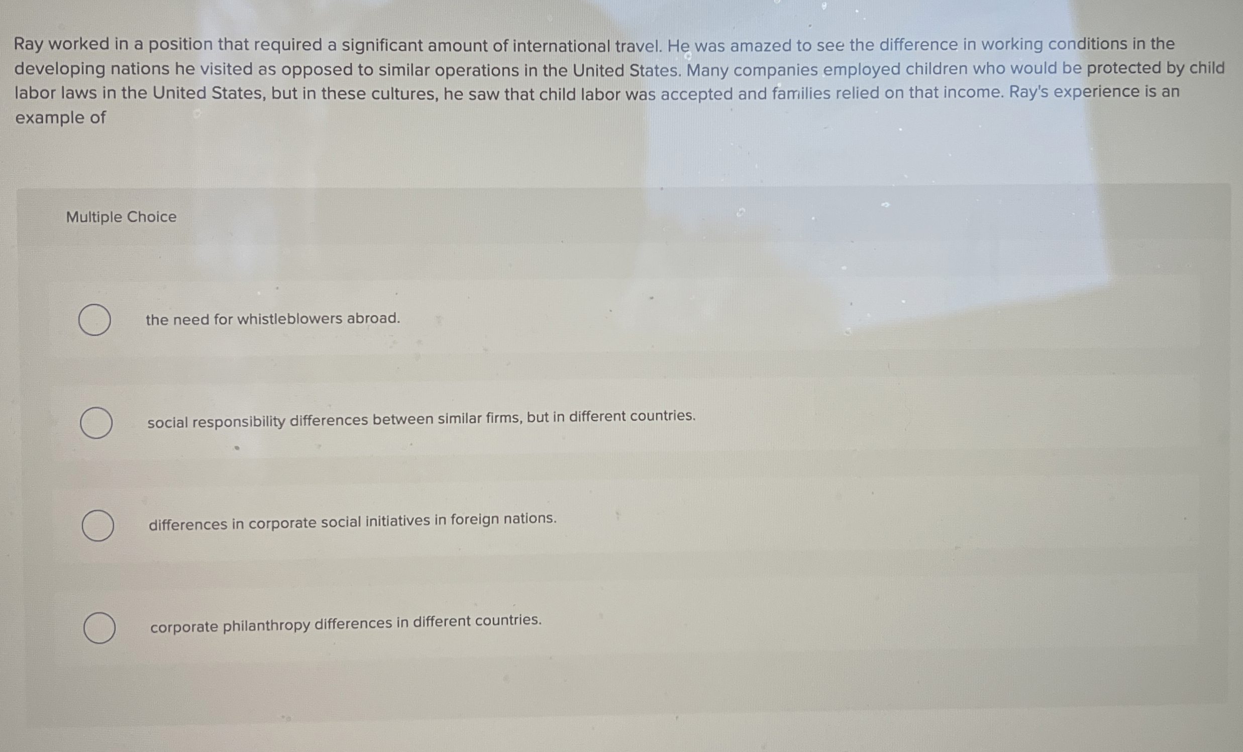  Ray worked in a position that required a significant amount of