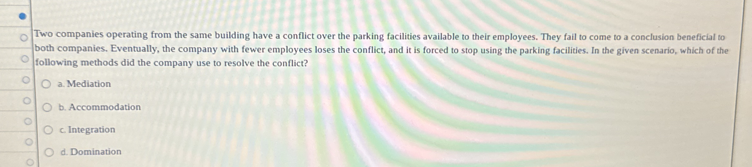  Two companies operating from the same building have a conflict over