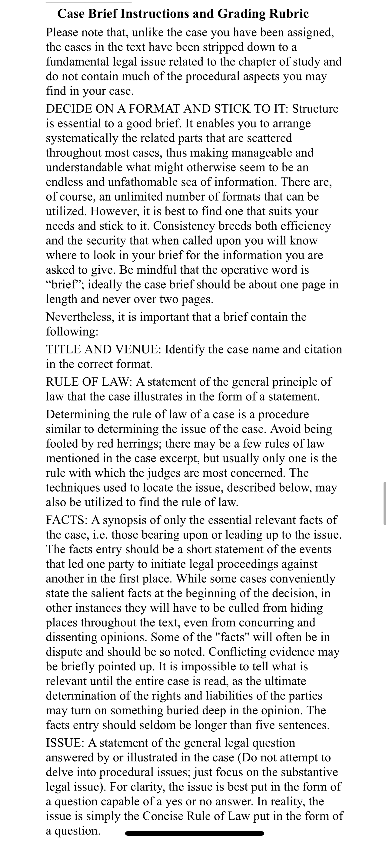 Case Brief 3 (Exceeds 2 (Meets Expectations) 1 (Does Not Meet Expectations)