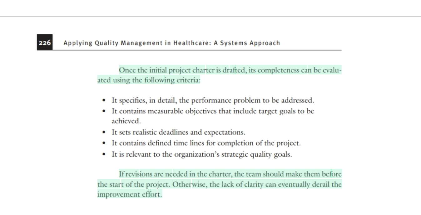 staff in improvement projects also reduces resistance to change. This chapter describes