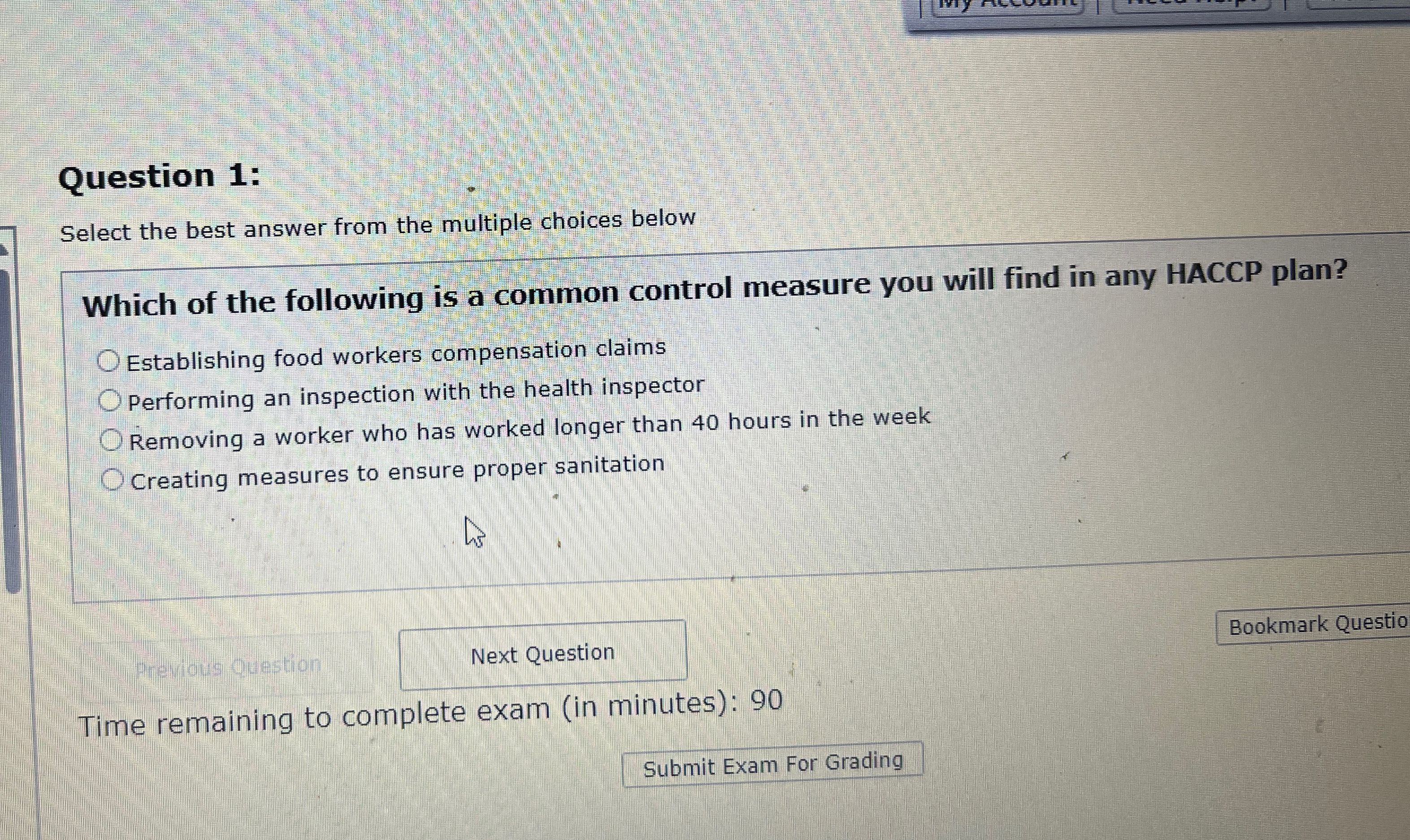  Question 1: Select the best answer from the multiple choices below