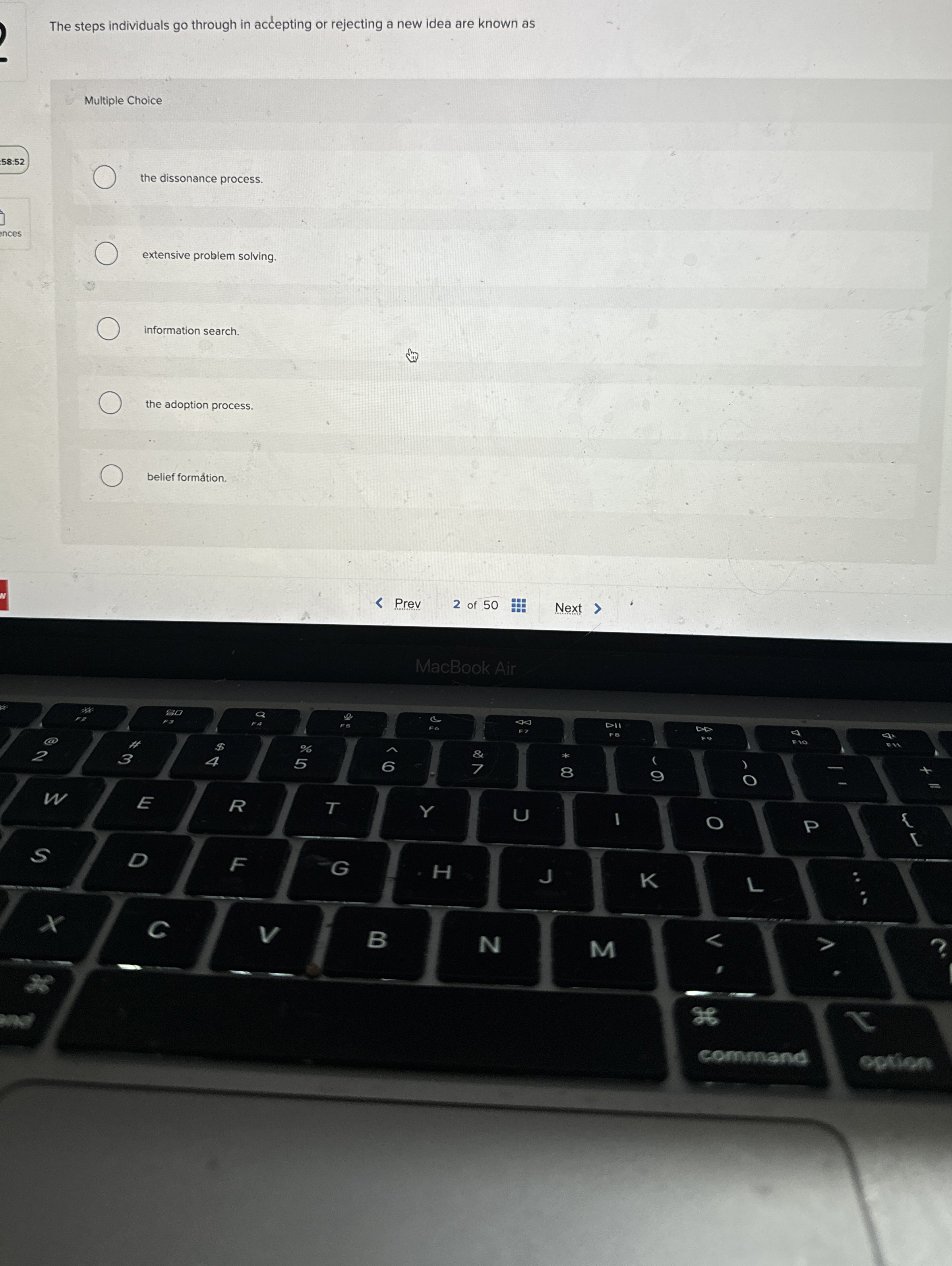  The steps individuals go through in acdepting or rejecting a new