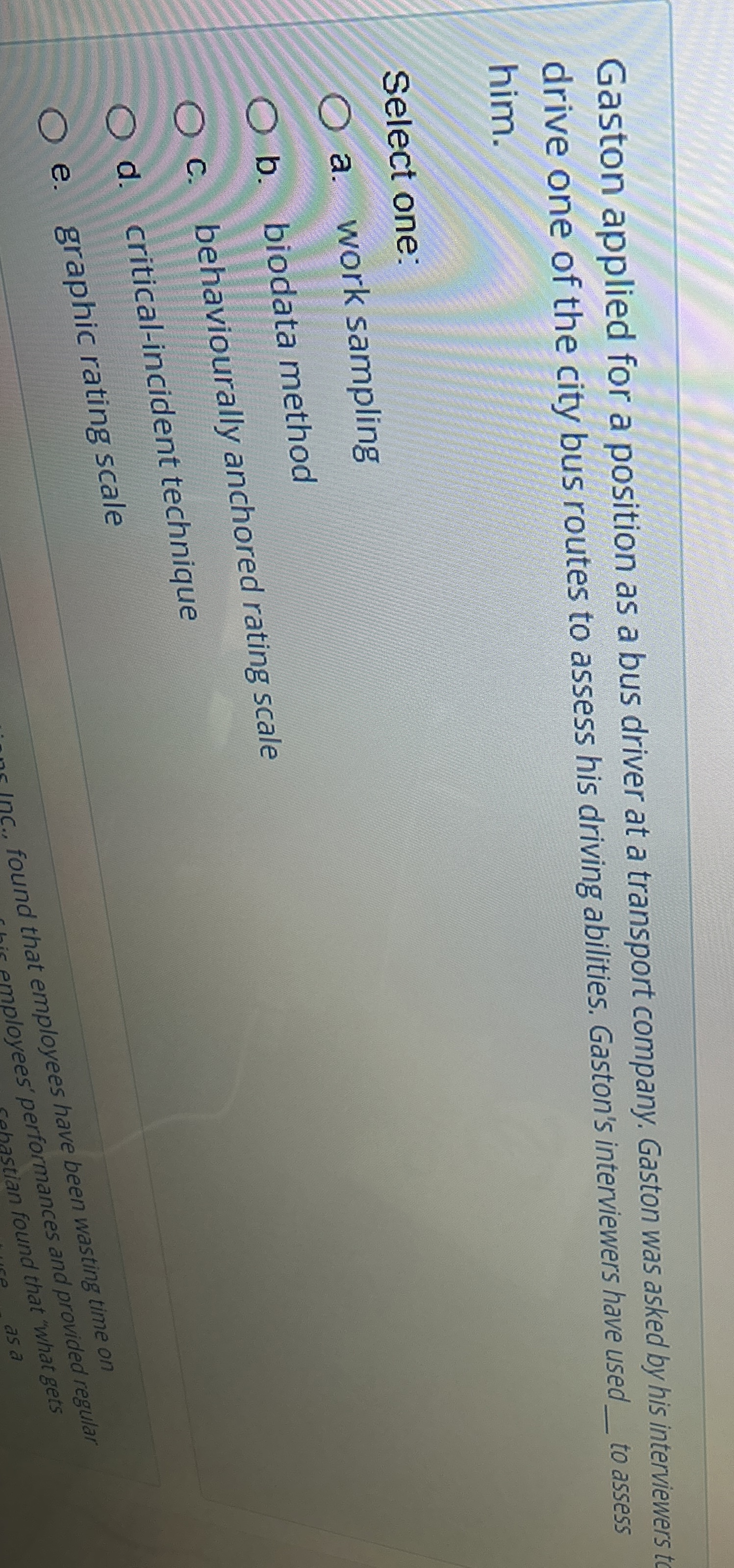  Gaston applied for a position as a bus driver at a