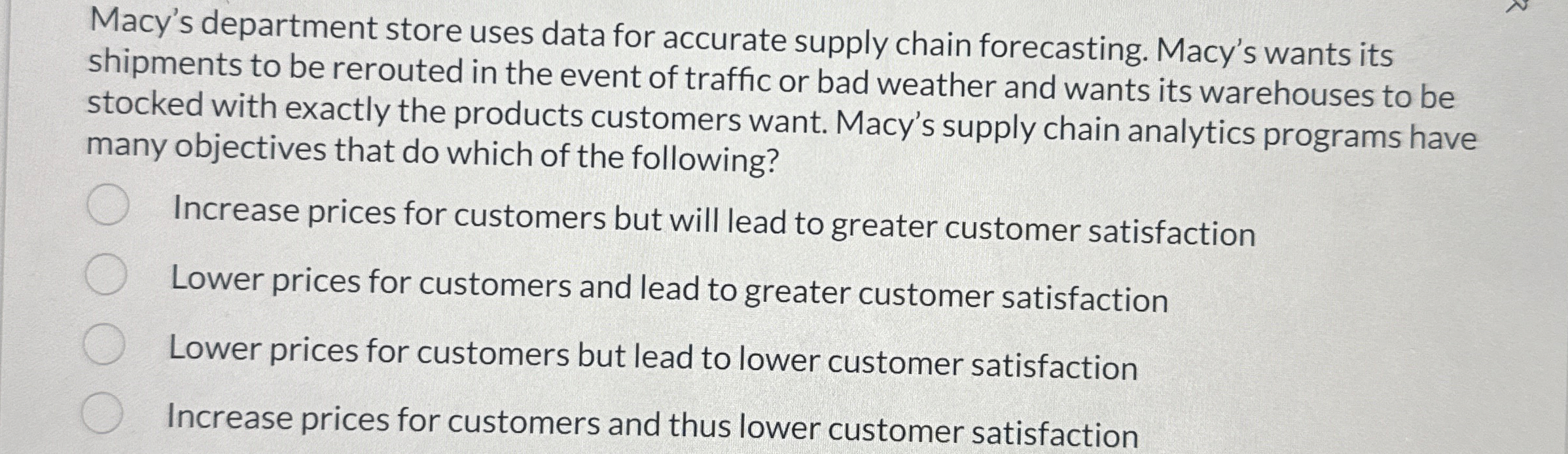  Macy's department store uses data for accurate supply chain forecasting. Macy's