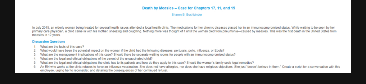  Death by Measles - Case for Chapters 17,11, and 15 Sharon