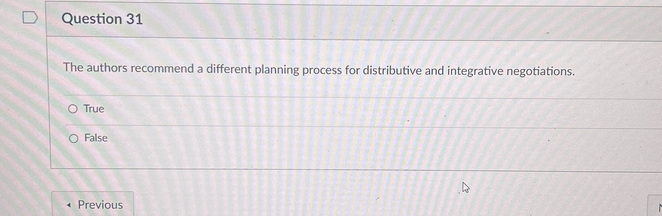  Question 31 The authors recommend a different planning process for distributive