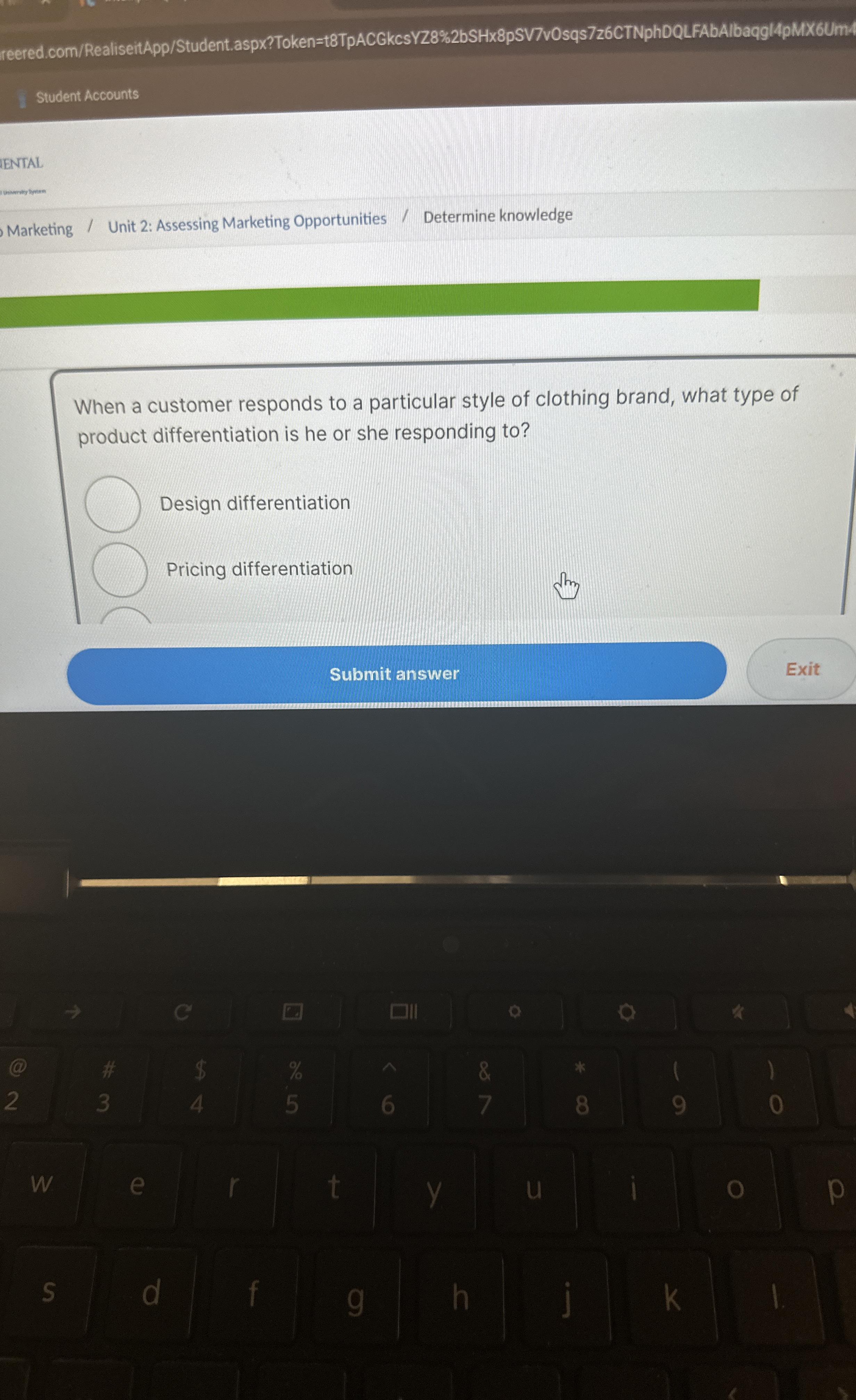  reered.com/RealiseitApp/Student.aspx?Token=t8TpACGkcsYZ8%2BSHx8pSV7vOsqs7z6CTNphDQLFAbAlbaqg14pMX6Um Student Accounts ENTAL Marketing Unit 2: Assessing Marketing Opportunities Determine