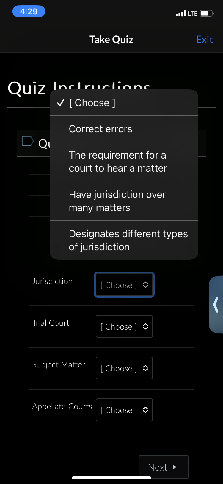 The requirement for a court to hear a matter Have jurisdiction over
