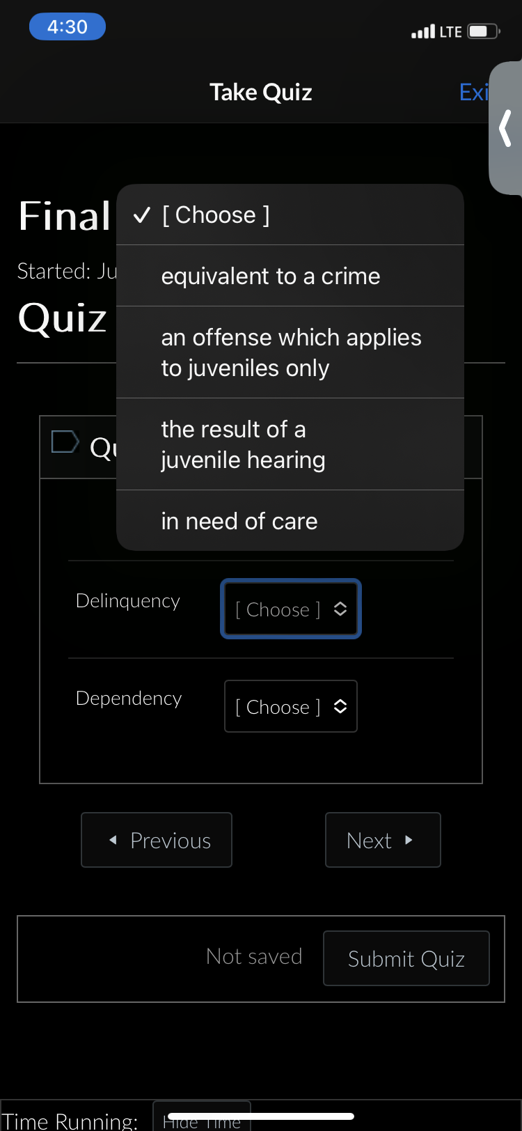 Choose ] removed from D formal processing includes probation and parole Intermediate