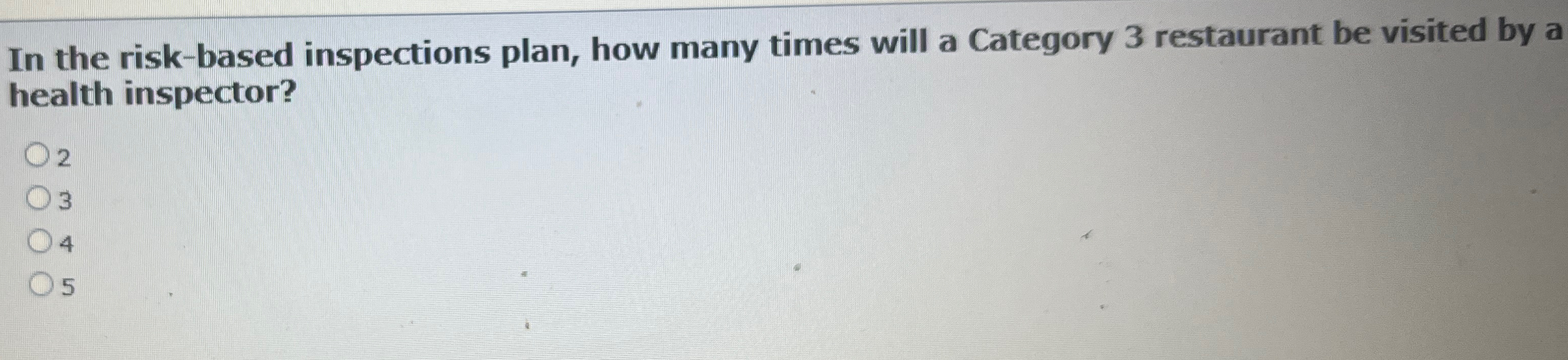  In the risk-based inspections plan, how many times will a Category