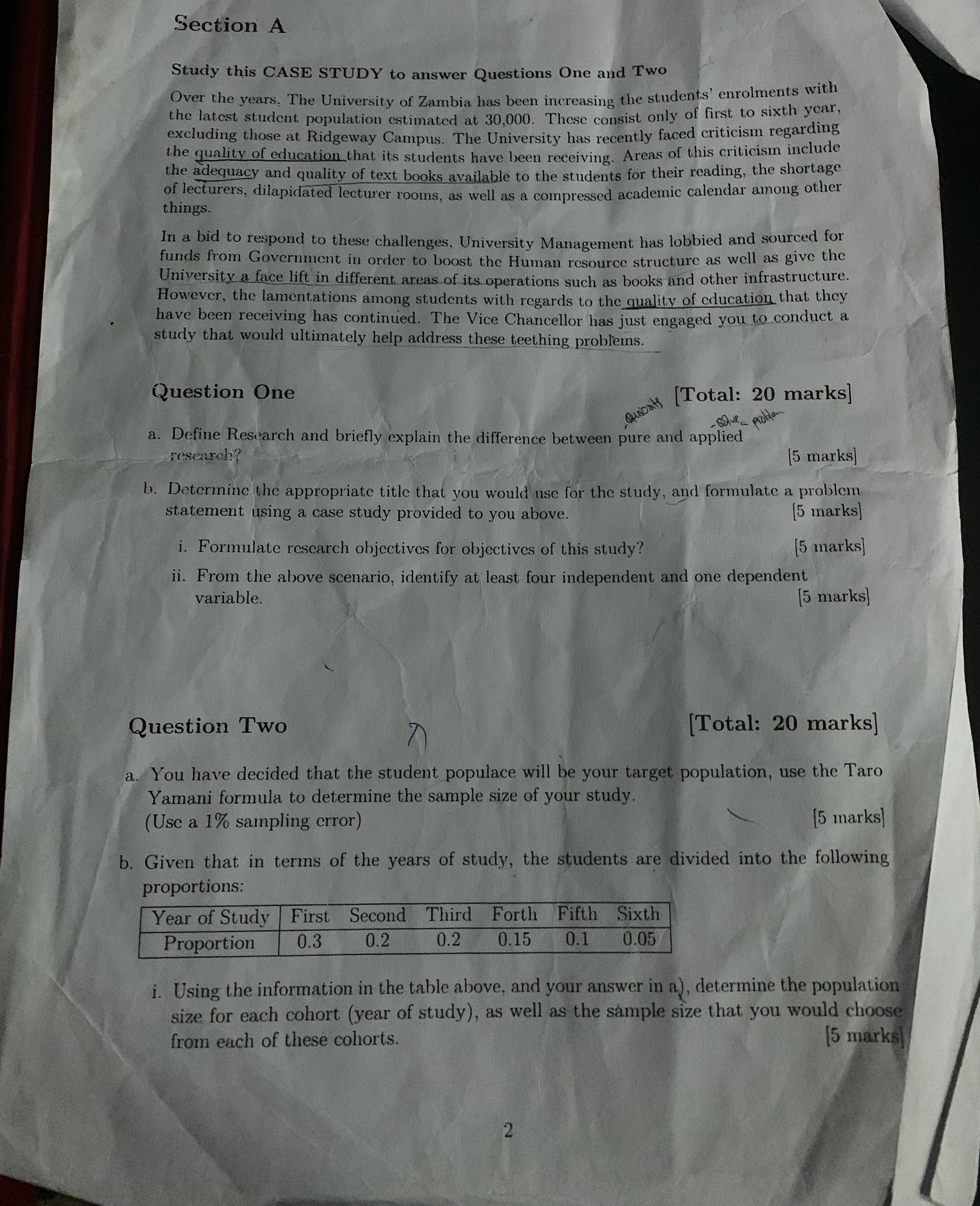  Section A Study this CASE STUDY to answer Questions One and