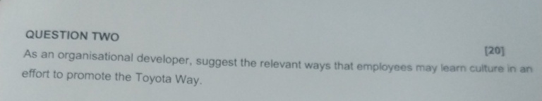  QUESTION TWO As an organisational developer, suggest the relevant ways that