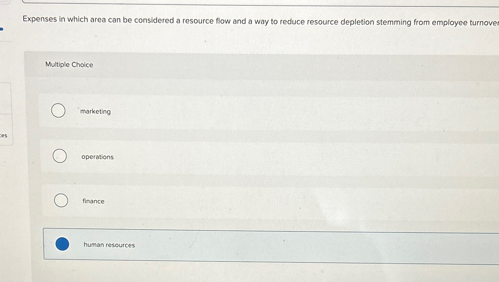  Expenses in which area can be considered a resource flow and