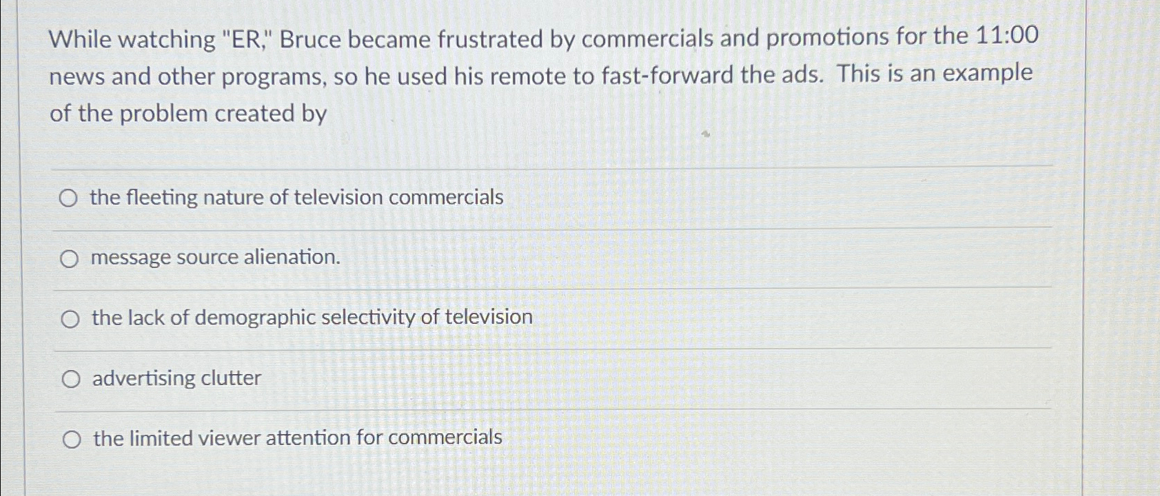  While watching "ER," Bruce became frustrated by commercials and promotions for
