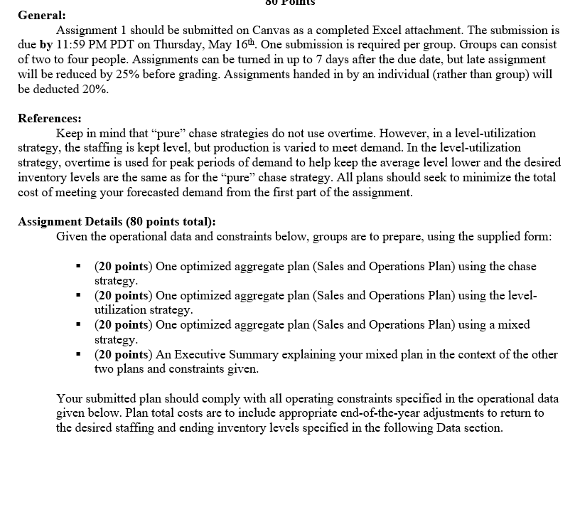  General: Assignment 1 should be submitted on Canvas as a completed