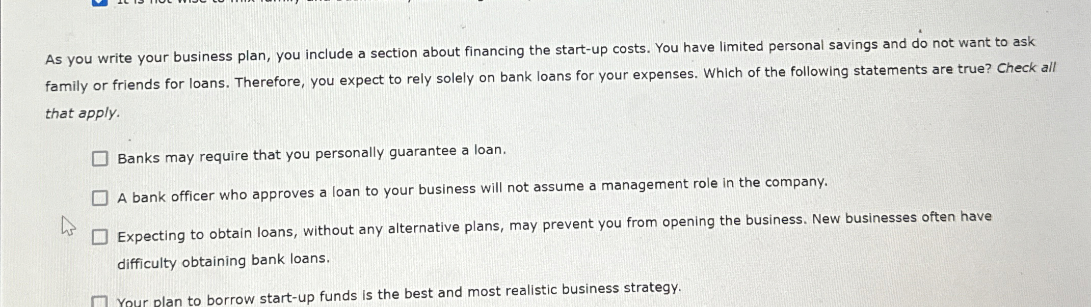  As you write your business plan, you include a section about
