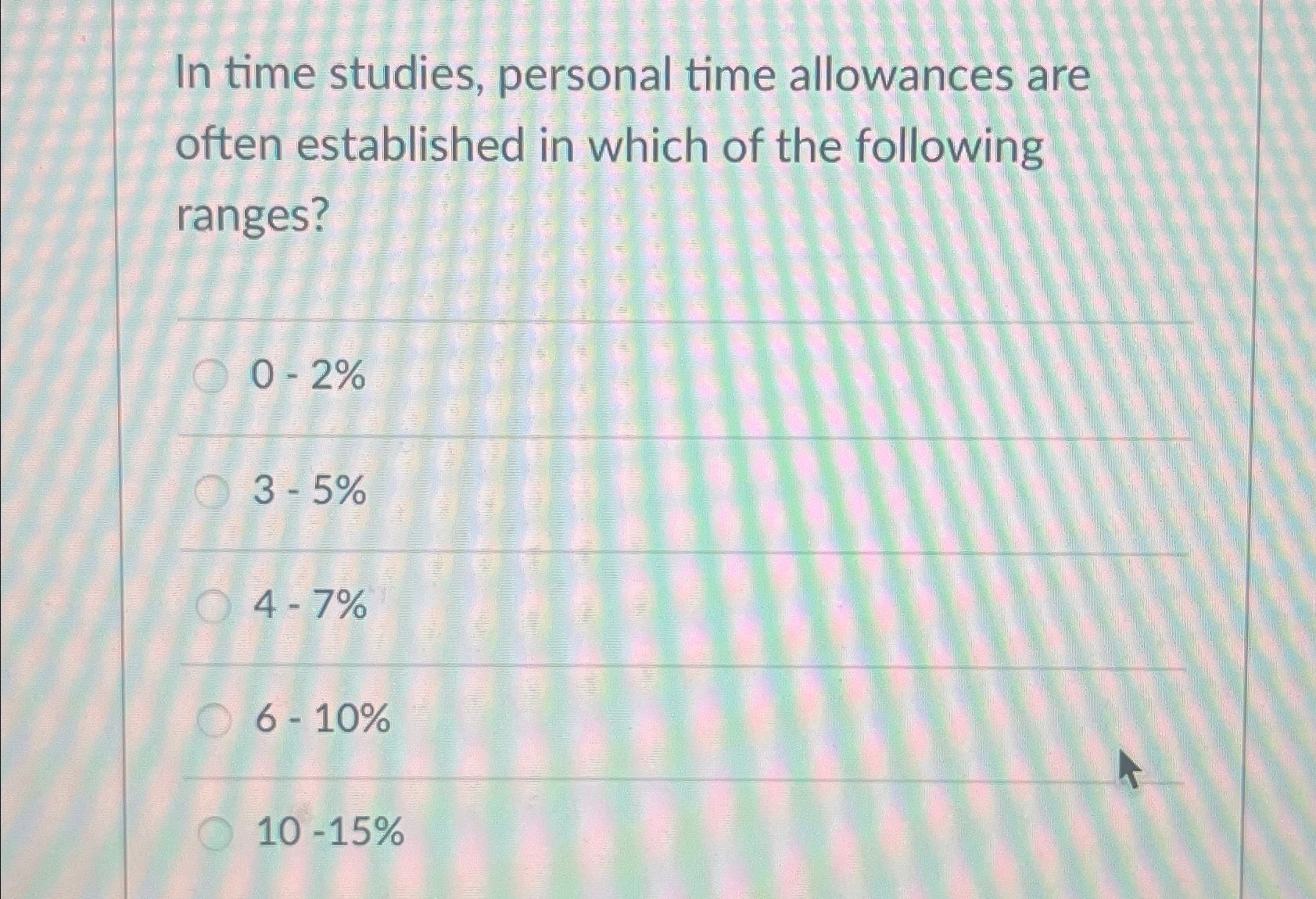  In time studies, personal time allowances are often established in which
