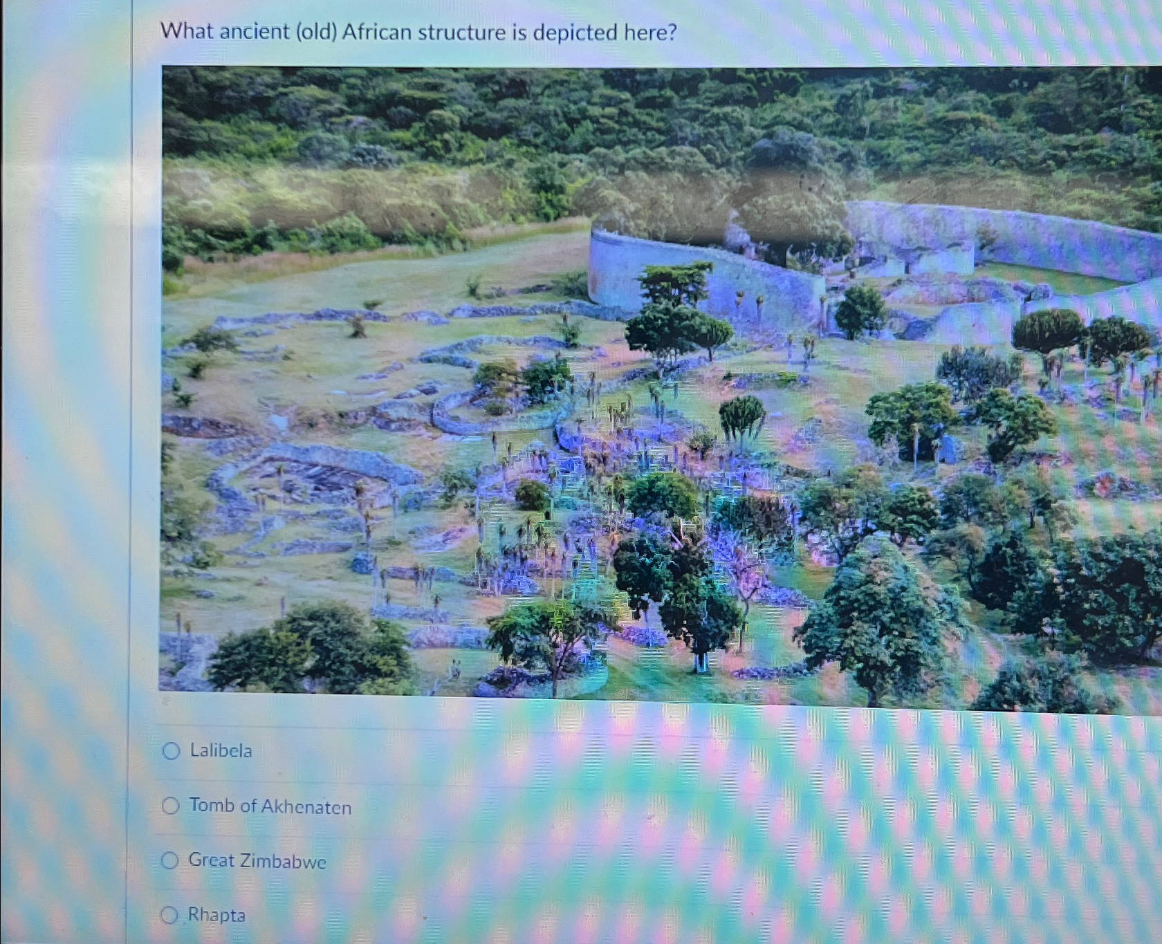  What ancient (old) African structure is depicted here? Lalibela Tomb of