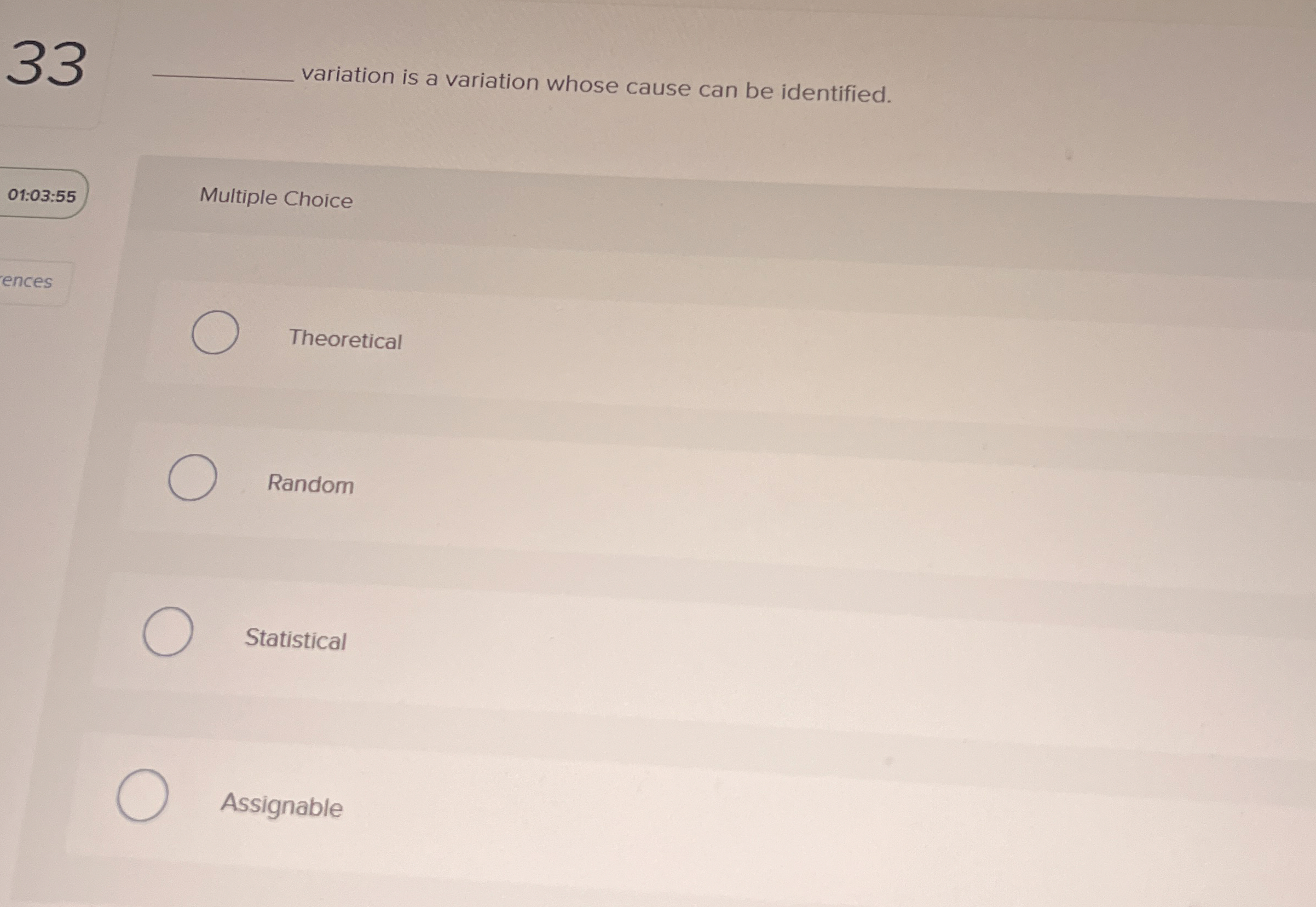  33 variation is a variation whose cause can be identified. 01:03:55
