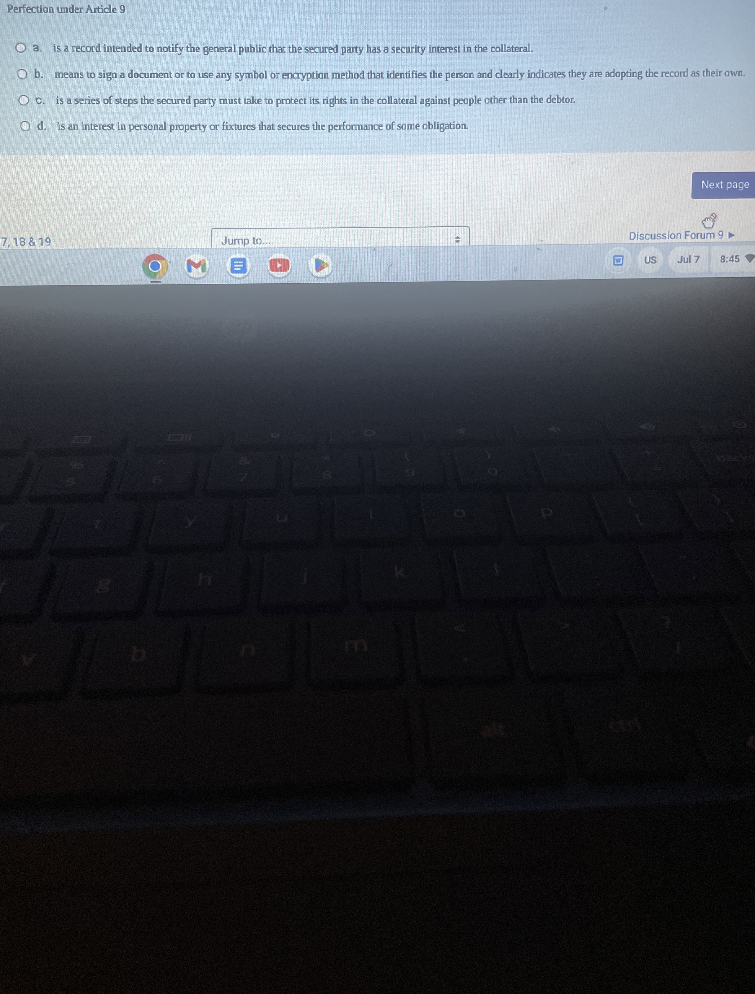  Perfection under Article 9 a. is a record intended to notify