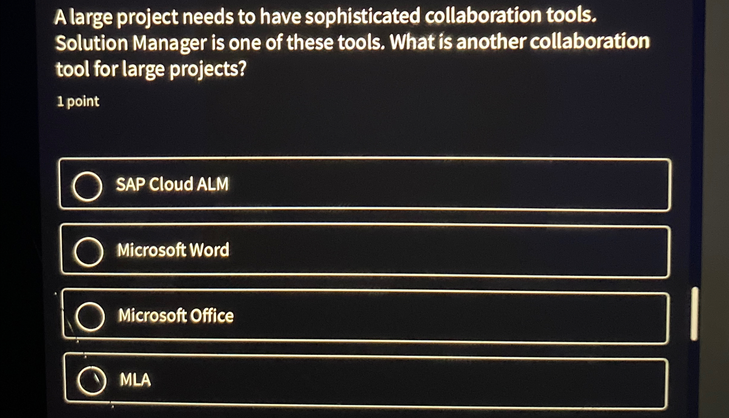  A large project needs to have sophisticated collaboration tools. Solution Manager