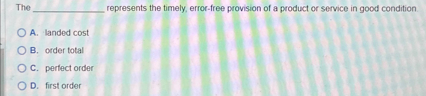  The q, represents the timely, error-free provision of a product or