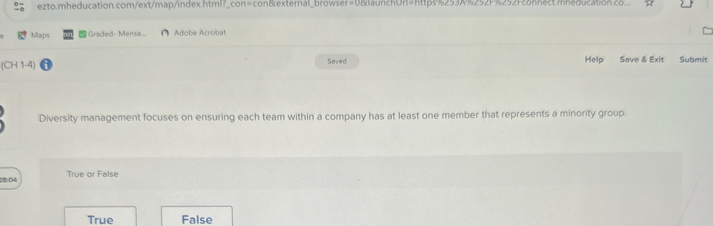  Maps Graded- Mensa... Adobe Acrobat (CH1-4)2 Help Save & Exit Submit