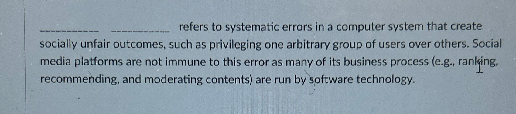  q, refers to systematic errors in a computer system that create