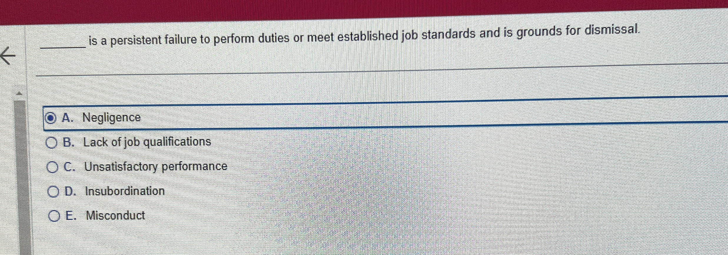  q, is a persistent failure to perform duties or meet established
