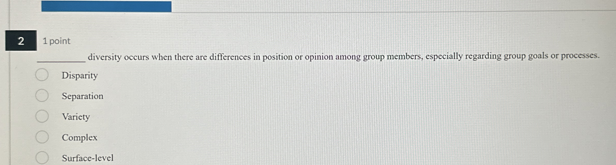  2 1 point diversity occurs when there are differences in position