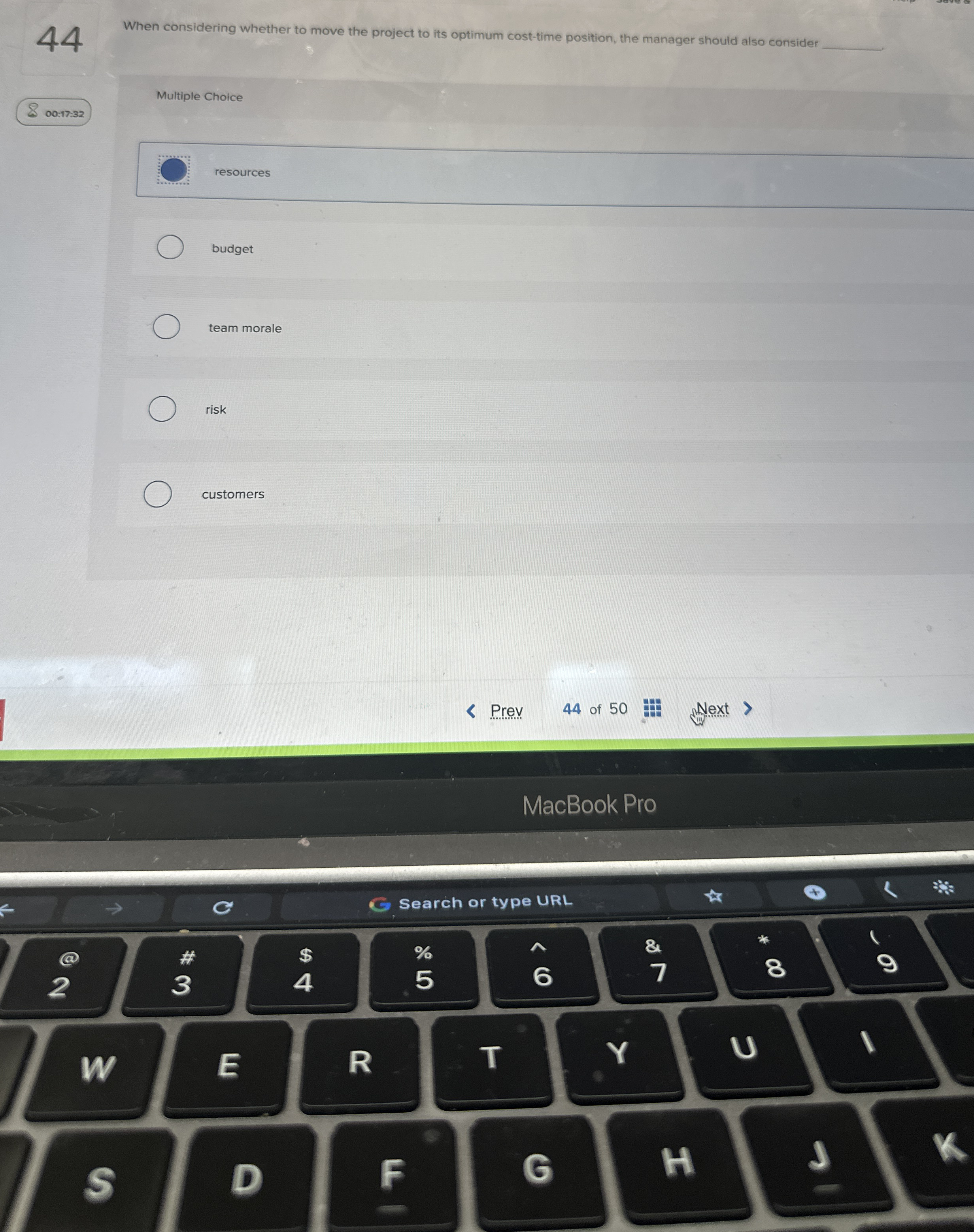  44 When considering whether to move the project to its optimum