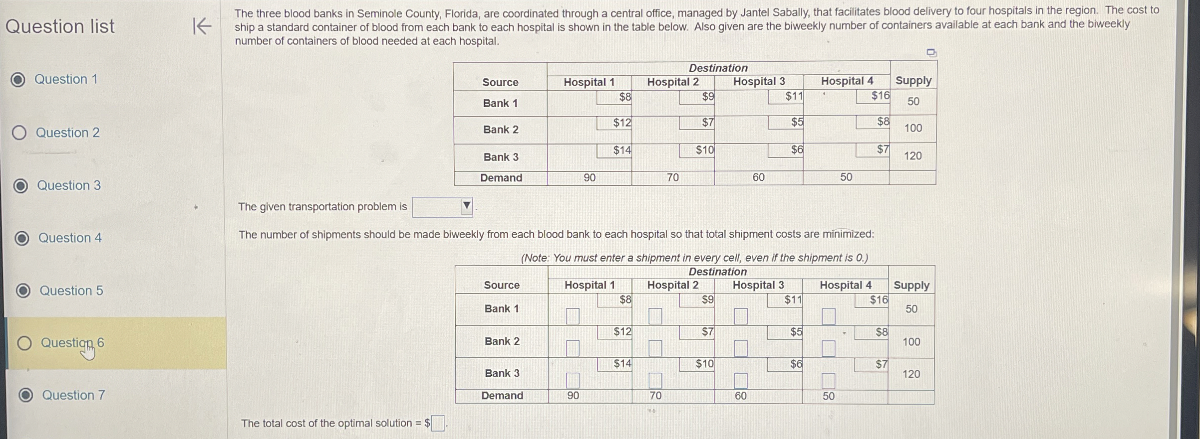  Question list () Question 1 Question 2 Question 3 Question 4