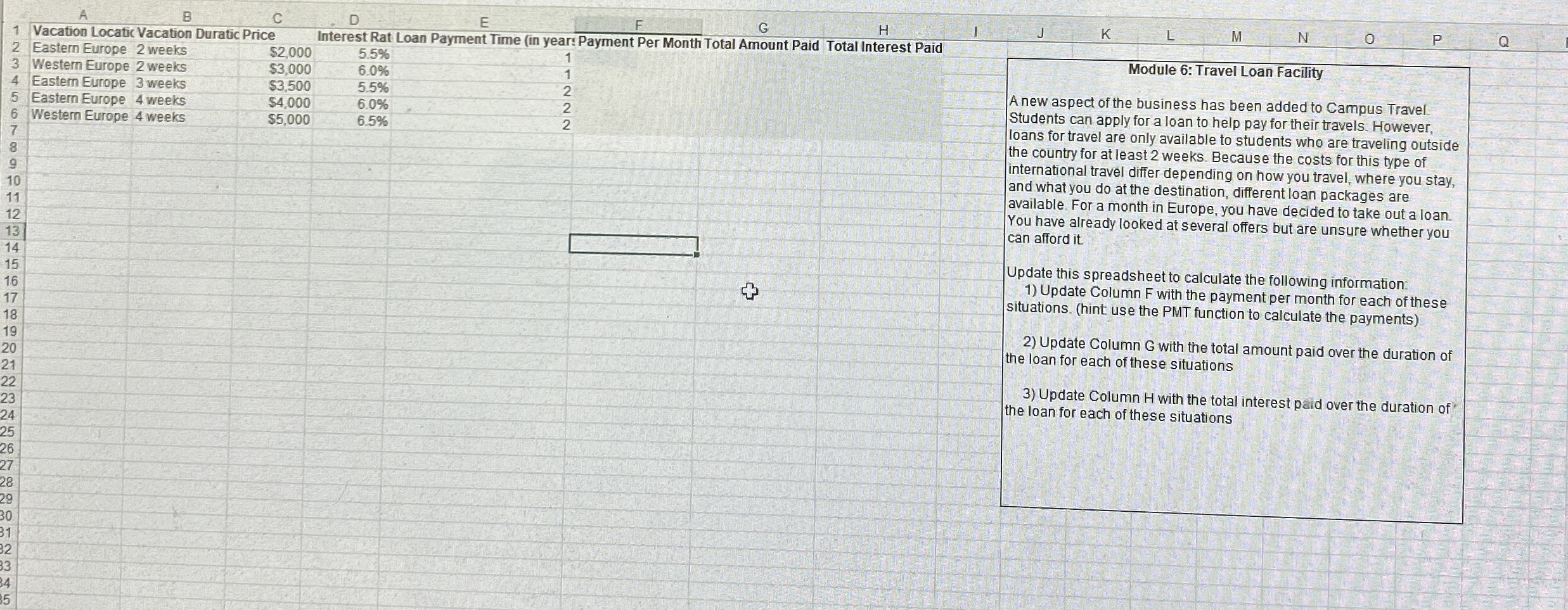  I need help on which formulas to use 
