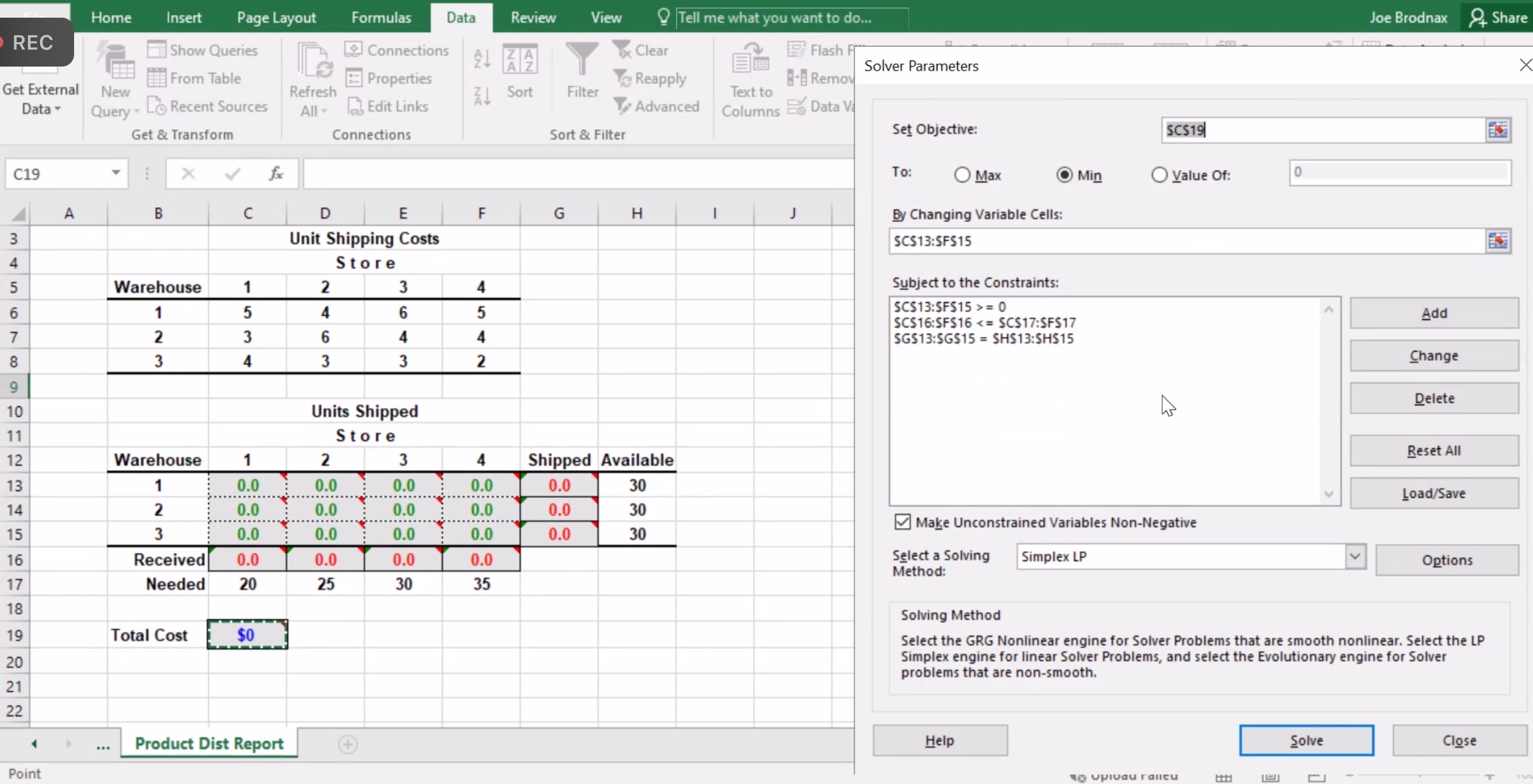  please provide formula for constraint on excel workbook 