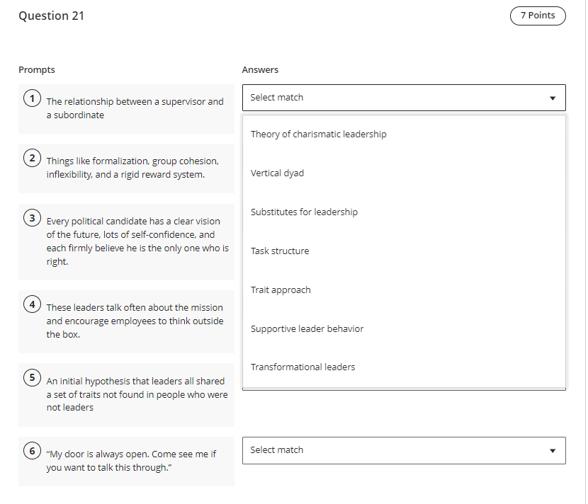  Question 21 Prompts The relationship between a supervisor and a subordinate